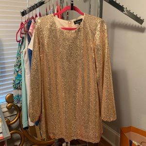 Long sleeve gold sequin dress